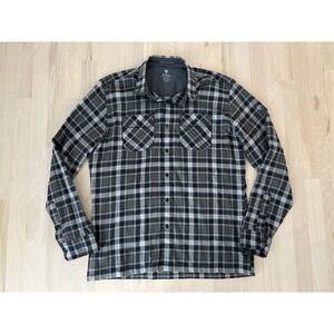 KUHL Fugitive Gray Check Cotton Tencel Blend Flannel Shirt Sz Large